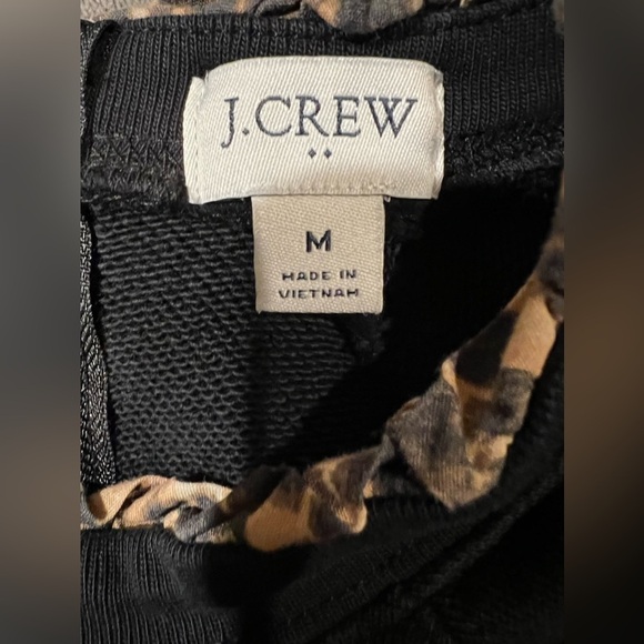 J. Crew Black Sweater With Animal Print Collar and Cuff Accent Size medium - Picture 6 of 8